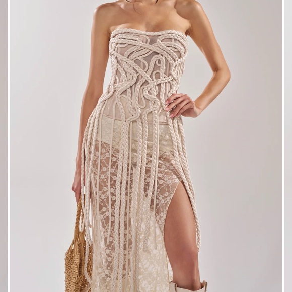 AKIRA Tops - NEVER LOST TASSEL MESH CORSET